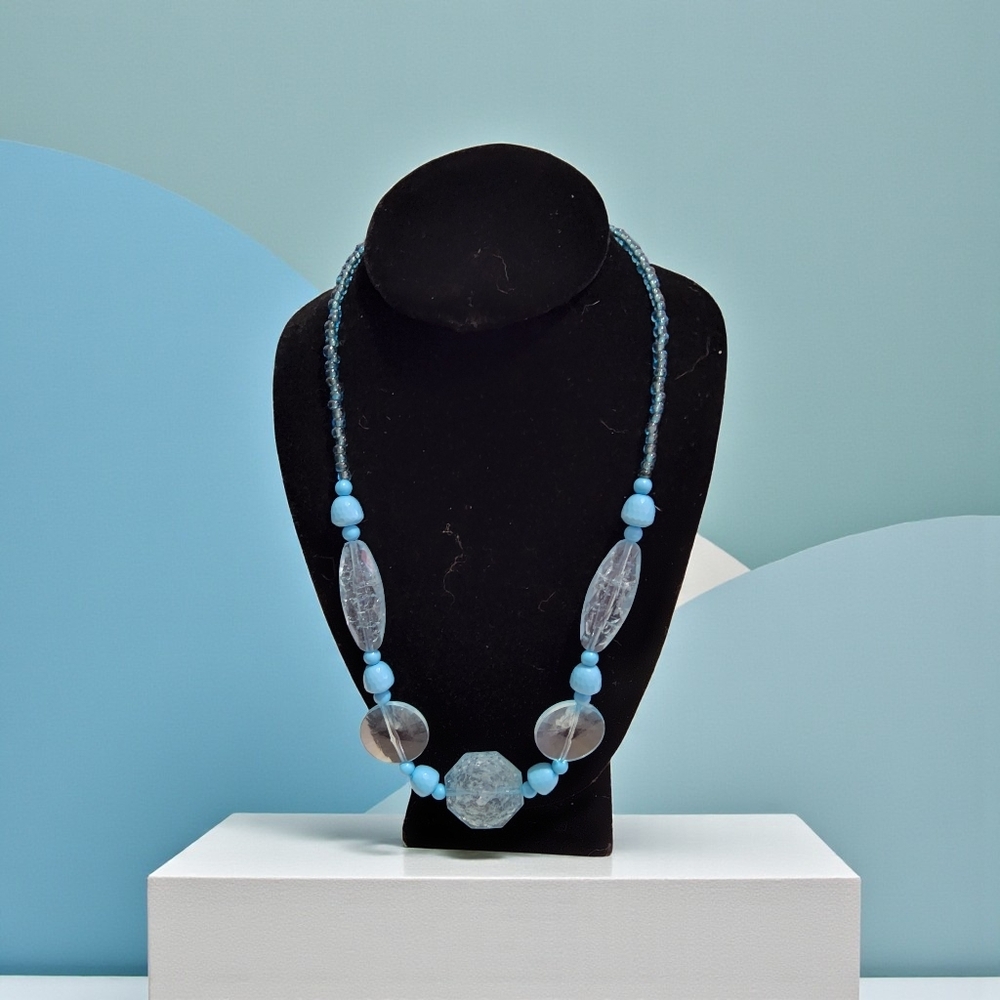 Fashion Jewelry Sky Blue Beaded Necklace